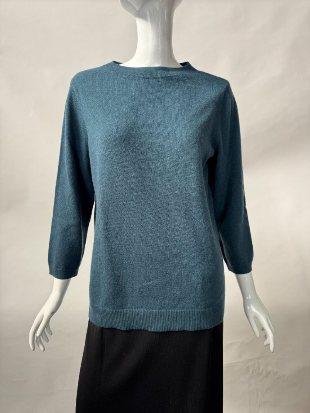 Talbots 100% Cashmere Teal 3/4 Sleeve Lightweight Sweater Womens Size L - Picture 8 of 16